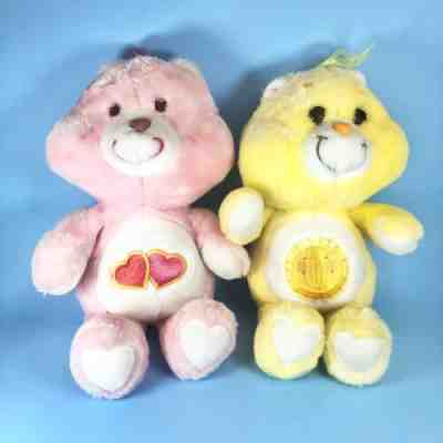 Vintage Kenner 1980's Care Bears 13â? Funshine Bear Love a Lot Plush Yellow LOT 2