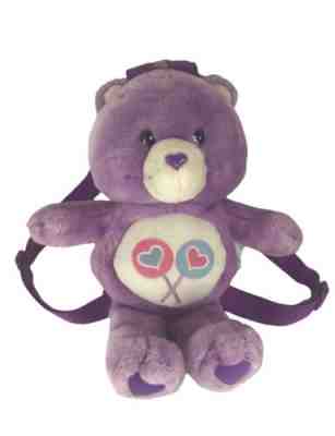 Rare 2003 Care Bear Plush Stuffed Animal SHARE BEAR Purple Backpack Bag
