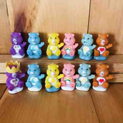 CARE BEARS Set Of 12 VINTAGE Toy Figures PVC Cake Toppers Sitting on Cloud