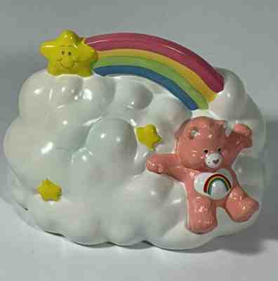 Vintage Care Bears Cheer Bear On A Cloud W/ Rainbow 6â? Bank Figurine