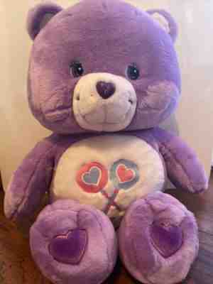 2002 CARE BEARS Share Bear Plush Stuffed Animal 26 in Purple Lollipopsï¿¼