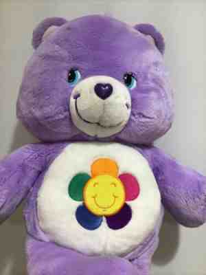 Care Bears Large 2â?? HARMONY Bear Plush Pillow 2003 Purple Flower 24â?