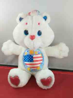 Vtg 1991 Care Bears ENVIRONMENTAL PROUD HEART BEAR White Patriotic Plush *53