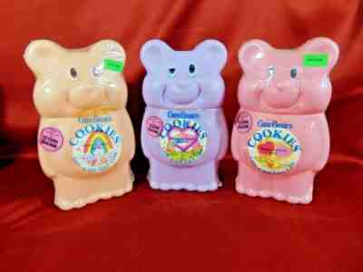 Vintage Care Bears COOKIE Coin Bank LOT Care-A-Lot Case 3 Different Ones VGC