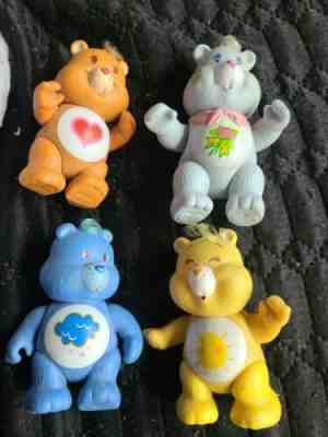 Lot of 4 Care Bears VINTAGE Posable PVC Plastic 3â? 1980s Grams Grumpy Funshine