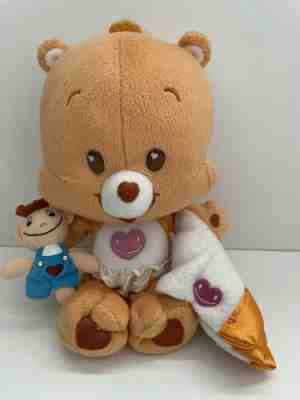 Care Bears Tenderheart Cub Plush Toy With Small Baby and Blanket 2005 10â? T40