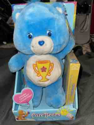 Care Bears Champ Bear 2004 Plush Blue Care Bear Champion Trophy With Tag