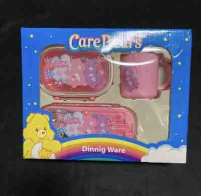 Care Bear Container Box Spoon Cup Plastic Purple Pink Japan Bento