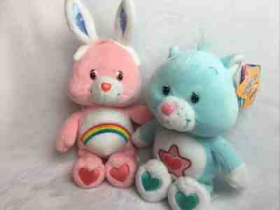 Lot 2 Care Bears Collector Series 2 NEW Proud Heart Cat & Pink Easter Rabbit 8â?