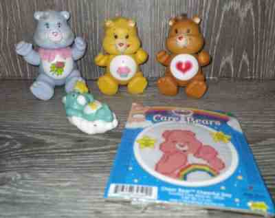 Vintage Care Bears Poseable Figure LOT with Stitch Art