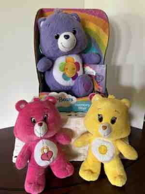 Care Bears Harmony Bear Purple Plush Flower Hasbro & DVD + 8â? Secret & Funshine