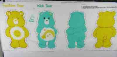 Vintage Care Bears Wish & Funshine Bear Pillow Fabric Panel Springs 1983 14â?