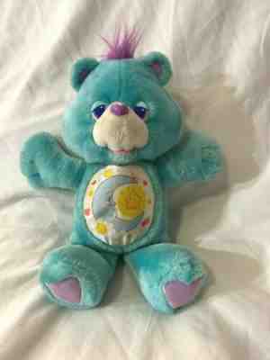 Vintage 1991 Care Bears Bedtime Bear Blue w/Purple Hair- 12
