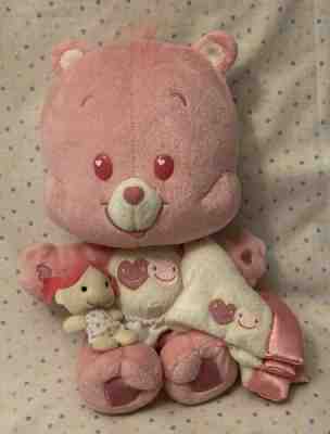 2004 Care Bear Cubs Love-a-Lot Bear with Doll & Blanket Stuffed Plush 11â?