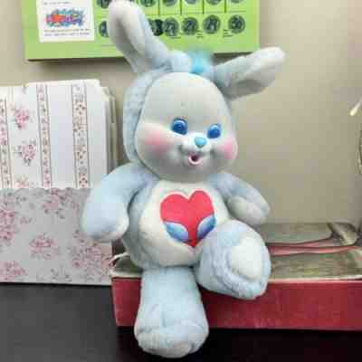 Vtg 80s Care Bear Cousin Swift Heart Plush Flocked Face Baby Bunny Stuffed Toy