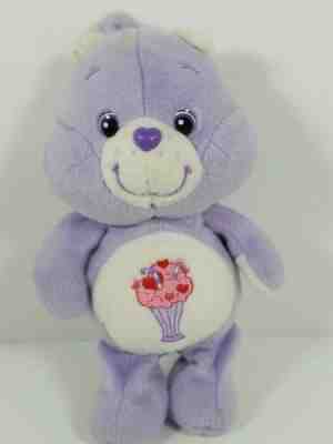 Rare Purple Share Bear Care Bears 20th Anniversary - Milkshake & White Heart 8
