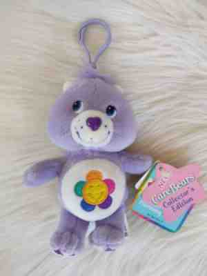 2003 Care Bears Collector's Edition Harmony Bear Plush Keychain Clip On Toy Y2K