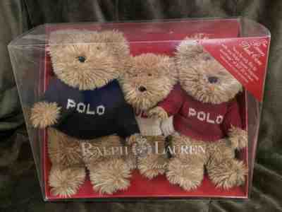 Ralph Lauren 2002 THE BEARS THAT CARE with POLO Knit Sweaters THREE BEAR BOX SET