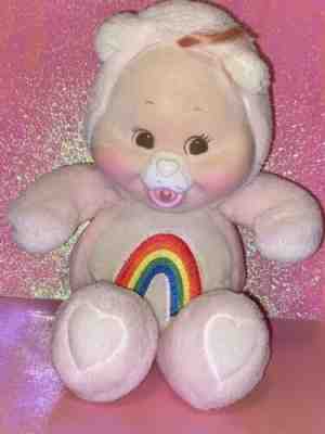 RARE Vintage 1986 Care Bear Cub Cheer Bear Plush Flocked Face 11
