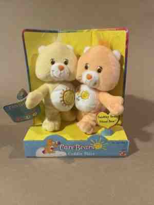Care Bears CUDDLE PAIRS Hugging Plush Funshine Bear & Friend Bear 2002 NEW