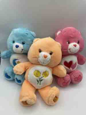 Care Bears Love Lot Bear Blue Bedtime Friend Orange Plush Play Along 2002 Lot 3