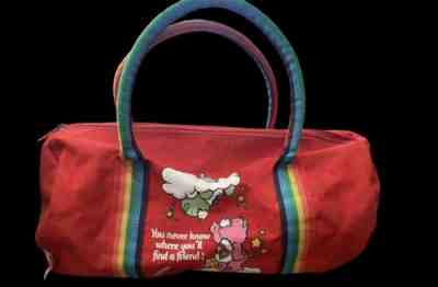 Vintage Red CARE BEARS Duffle Purse American Greetings Corp Peters Bag Corp 1982
