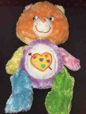 Care Bears Work Of Heart Bear 9â? Painting 2005 Plush Animal Toy Multi-Color Rare