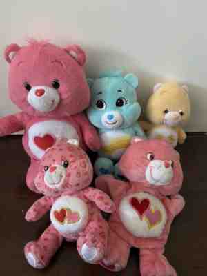 Care Bears Lot of 5- Plush & Rare Puppet Vintage & Modern, Various Sizes