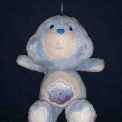VTG CARE BEARS 1983 Plush Stuffed GRUMPY Light Blue STORMY RAIN CLOUD 13
