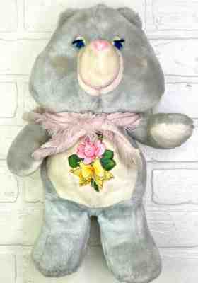 Vintage 1983 Kenner Care Bears Grams Plush w/ Scarf Grey Flower