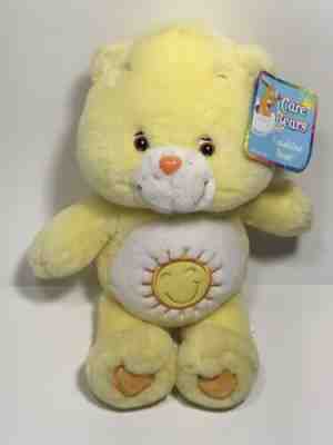 13 Inch 2002 Care Bear Yellow Sun Funshine Bear Plush Stuffed Toy With Tag EUC