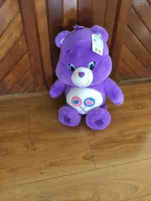 Care Bears Share Bear 20 inch Large Plush 2014 Purple Lollipop StuffieÂ 