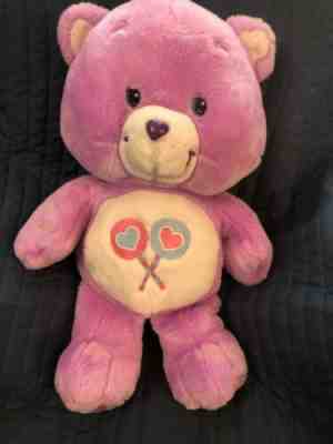 Care Bears Share Bear Plush 2005 Stuffed Animal 20 Inches - Lollipops - Purple