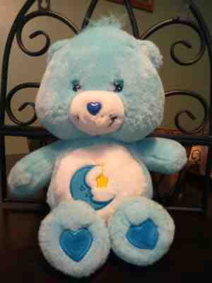 Care Bears BEDTIME Bear 2002 Sweet Dreams Good Night Moon Blue 12â? Stuffed Plush