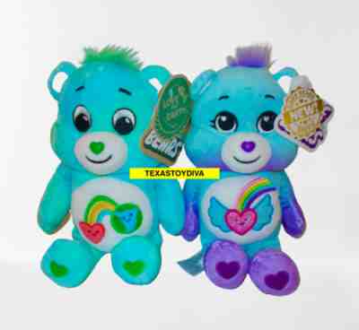 2 CARE BEARS *I Care & Dream Bright Bear* Besties 9" STUFFED Bean PLUSH 2022 NEW