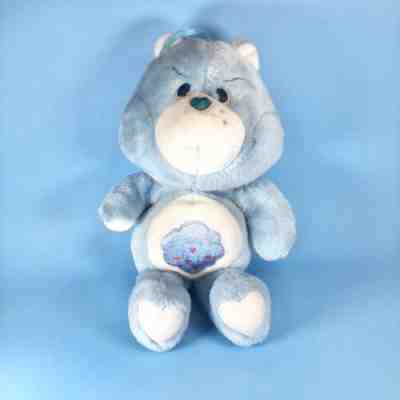 Vintage Care Bear GRUMPY Blue Bear, Rain Cloud Hearts, 13â? Plush, Kenner 1983