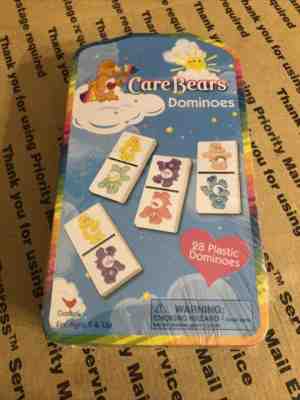 One Tin of Care Bear Plastic Dominos 28 Pieces Tin Box Collectibles 2003 Fun