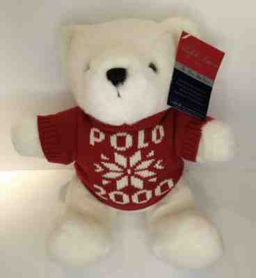 Vintage Ralph Lauren Polo 2000 Millennium White Teddy Bear Jointed Legs 14" NWT