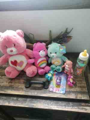 Vintage and modern Kenner Care Bears Plush and Fiqures lot Singing Bear Bottle