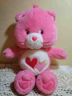 Love-a-Lot Bear Care Bear Pink Hearts Plush Toy 13 Inch Vintage 2002 Stuffed