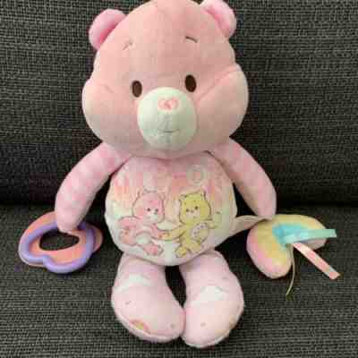 Carebear Baby Musical Stuffed Plush Pink Toy Teether Crinkle Rattle 10