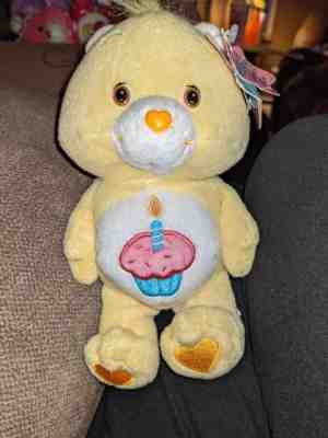 2003 Yellow Birthday Bear Care Bear with Cupcake Plush Stuffed with tags!!