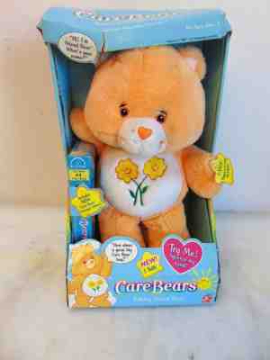 Care Bears Orange Friend Bear Plush Yellow Flowers