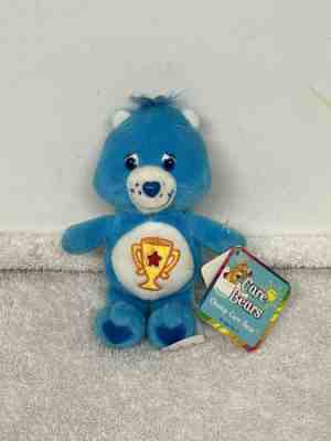 2003 Care Bear Champ Care Bear Plush with Metal Back Pack Or Key Chain Clip On