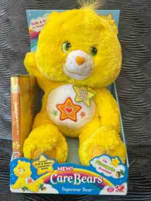 New Care Bears SUPERSTAR BEAR 2006 Fluffy Plush Hug/Sniff Scented +DVD in Box