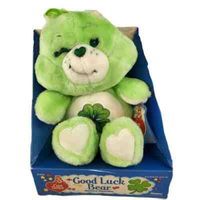Vintage Care Bears Good Luck Bear 12in Plush Toy 1984 Kenner Shamrock NEW In Box