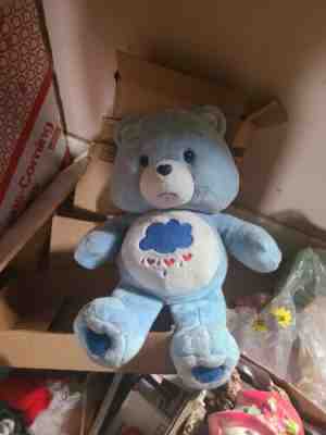 Care Bear GRUMPY Blue Bear, Rain Cloud Hearts,