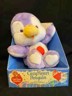 Vintage Care Bear Cousins Cozy Heart Penguin in Original Box Kenner 1984 Purple