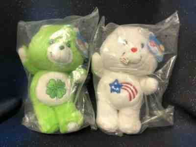 LOT OF 2 CARE BEARS GOOD LUCK BEAR & AMERICA CARES BEAR BRAND NEW FACTORY SEALED