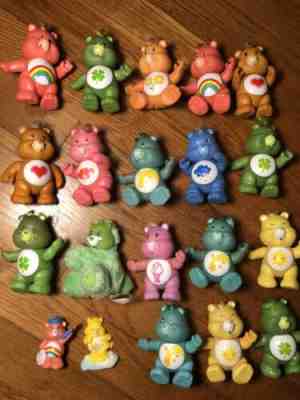 VINTAGE 80s Care Bears PVC Figures Mini Figure Lot Grumpy Rainbow Heart Flower